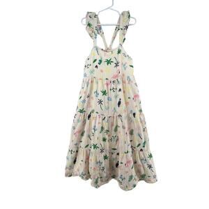 Hanna Andersson Size 140 US 10 Dress Maxi Tiered Lined Tropical Cotton Cream